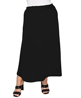 Coin 1804 Plus Textured Rib Elastic Waist Maxi Skirt