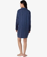 Lauren Ralph Women's Long Sleeve Roll Tab His Shirt Sleepshirt