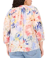 Vince Camuto Plus Ruffle-Neck Peasant Top