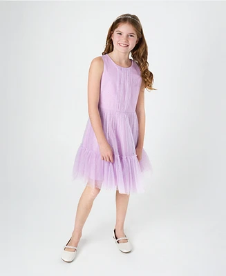 Rare Editions Big Girls Tonal Glitter Net Mesh Social Dress