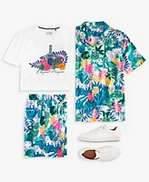 Original Penguin Mens Floral Shirt Shorts Graphic T Shirt
