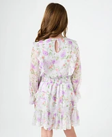 Rare Editions Big Girls Floral Chiffon Dress