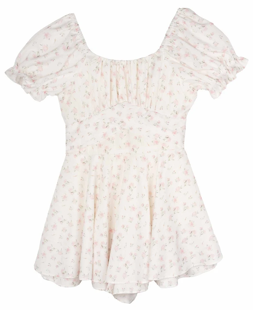 Rare Editions Big Girls Floral Printed Romper