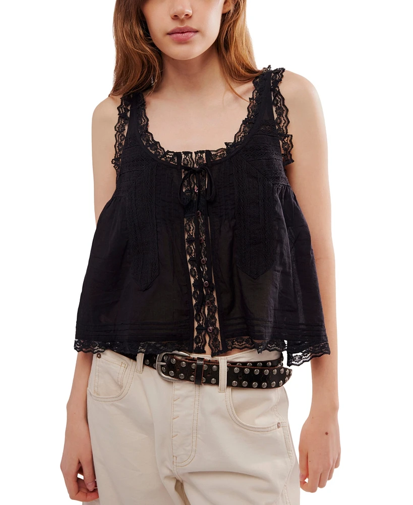Free People Women's Evermore Lace-Trim Tank Top