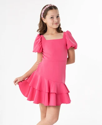 Rare Editions Big Girls Puff Sleeve Scuba Dress