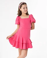 Rare Editions Big Girls Puff Sleeve Scuba Dress