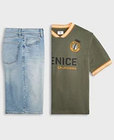 Mode Of One Mens Mode Of One Mens Relaxed Fit Short Sleeve Waffle Knit Logo T Shirt Metro Light Jean Shorts Exclusively At Macys