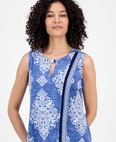 Sandra Darren Petite Printed Crossover Shift Dress