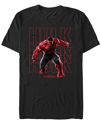 Marvel Men's Red Hulk Text Stack Short Sleeve T-Shirt