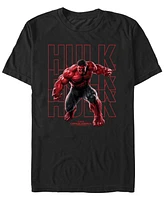 Marvel Men's Red Hulk Text Stack Short Sleeve T-Shirt