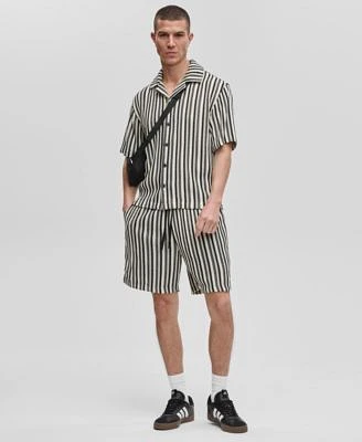 Mode Of One Mens Relaxed Fit Vertical Stripe Button Up Shirt Shorts Exclusively At Macys