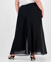 Alex Evenings Plus Flowy Chiffon Wide-Leg Evening Pants
