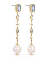 Ettika Gleaming Blue Gem Linear Earrings