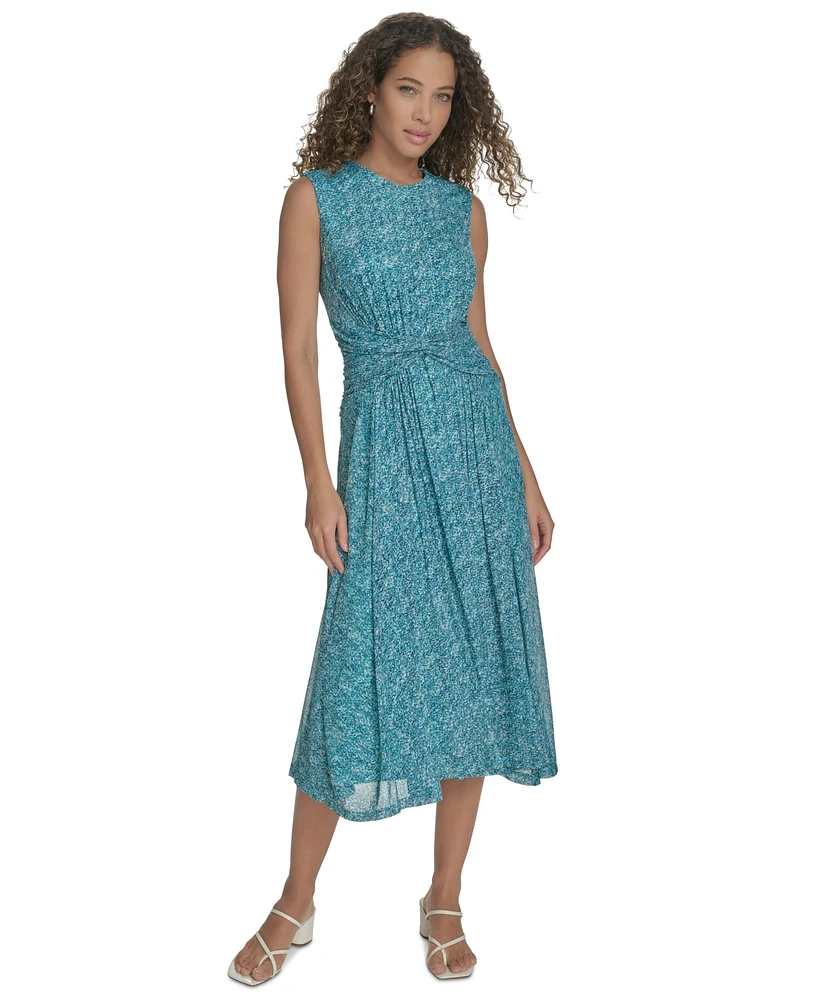 Calvin Klein Women's Printed Ruched-Waist Midi Dress