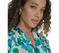 Calvin Klein Petite Floral-Print Belted Midi Dress