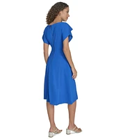 Calvin Klein Women's Flutter-Sleeve A-Line Midi Dress