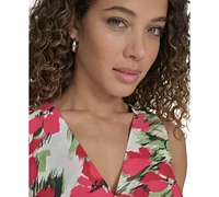 Calvin Klein Women's Floral V-Neck Sleeveless Midi Dress