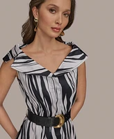 Donna Karan New York Women's Printed Belted A-Line Dress