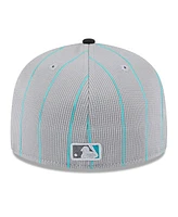 New Era Men's Gray/Black Miami Marlins 2025 Batting Practice 59FIFTY Fitted Hat