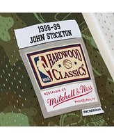 Mitchell & Ness Men's John Stockton Camo Utah Jazz Hardwood Classics 1998/99 Ghost Green Swingman Jersey