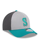 New Era Men's Gray/Aqua Seattle Mariners 2025 Batting Practice 9FORTY M-Crown Adjustable Hat