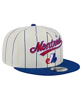 New Era Men's White Montreal Expos Jersey Pinstripe 9FIFTY Snapback Hat