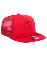 New Era Men's Red Philadelphia Phillies Tone Foam Meshback Golfer Snapback Hat