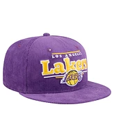 New Era Men's Purple Los Angeles Lakers Throwback Display Corduroy 9FIFTY Snapback Hat