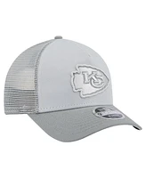 New Era Men's Gray Kansas City Chiefs Domain 9FORTY A-Frame Trucker Adjustable Hat