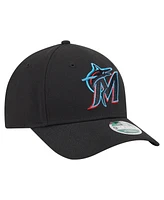 New Era Big Boys and Girls Black Miami Marlins Player Replica 9FORTY Adjustable Hat