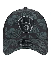 New Era Men's Black Milwaukee Brewers 9FORTY A-Frame Trucker Adjustable Hat