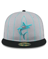 New Era Men's Gray/Black Miami Marlins 2025 Batting Practice 59FIFTY Fitted Hat