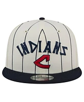 New Era Men's White Cleveland Indians Jersey Pinstripe 9FIFTY Snapback Hat