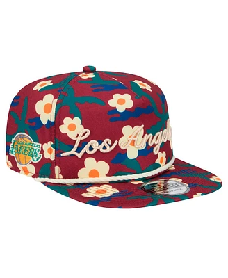 New Era Men's Crimson Los Angeles Lakers Vacation Floral Golfer Snapback Hat