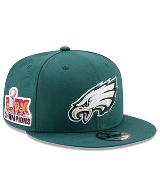 New Era Men's Midnight Green Philadelphia Eagles Super Bowl Lix Champions Side Patch 9FIFTY Snapback Hat