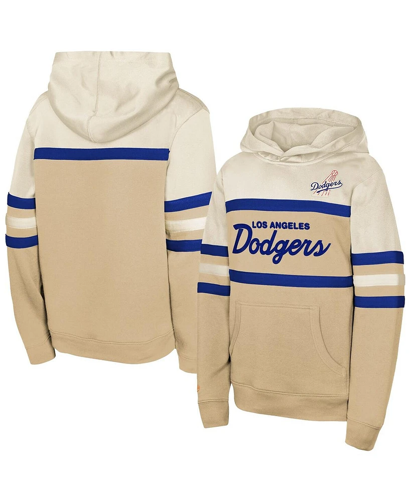 Mitchell & Ness Men's Cream Los Angeles Dodgers Head Coach Pullover Hoodie