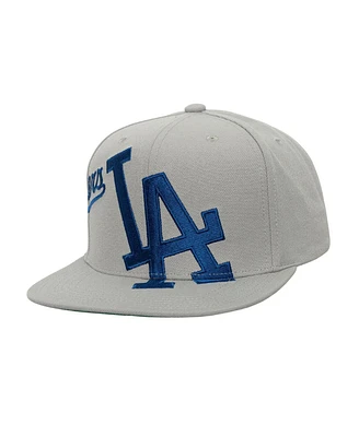 Mitchell & Ness Men's Gray Los Angeles Dodgers Big Time Snapback Hat