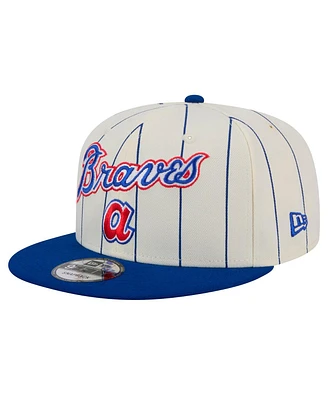 New Era Men's White Atlanta Braves Jersey Pinstripe 9FIFTY Snapback Hat
