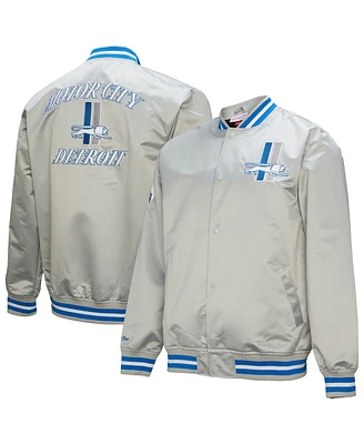 Mitchell & Ness Men's Gray Detroit Lions Double Down Satin Full-Snap Jacket