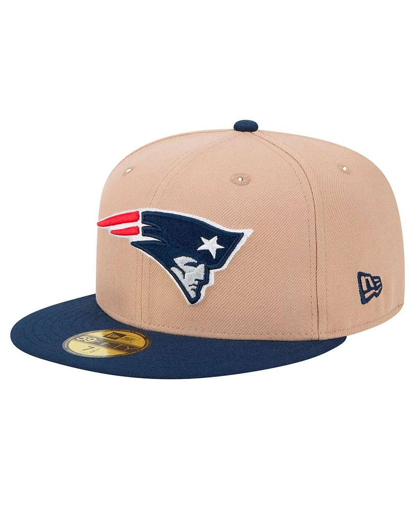 New Era Men's Tan New England Patriots Logo Main 59FIFTY Fitted Hat