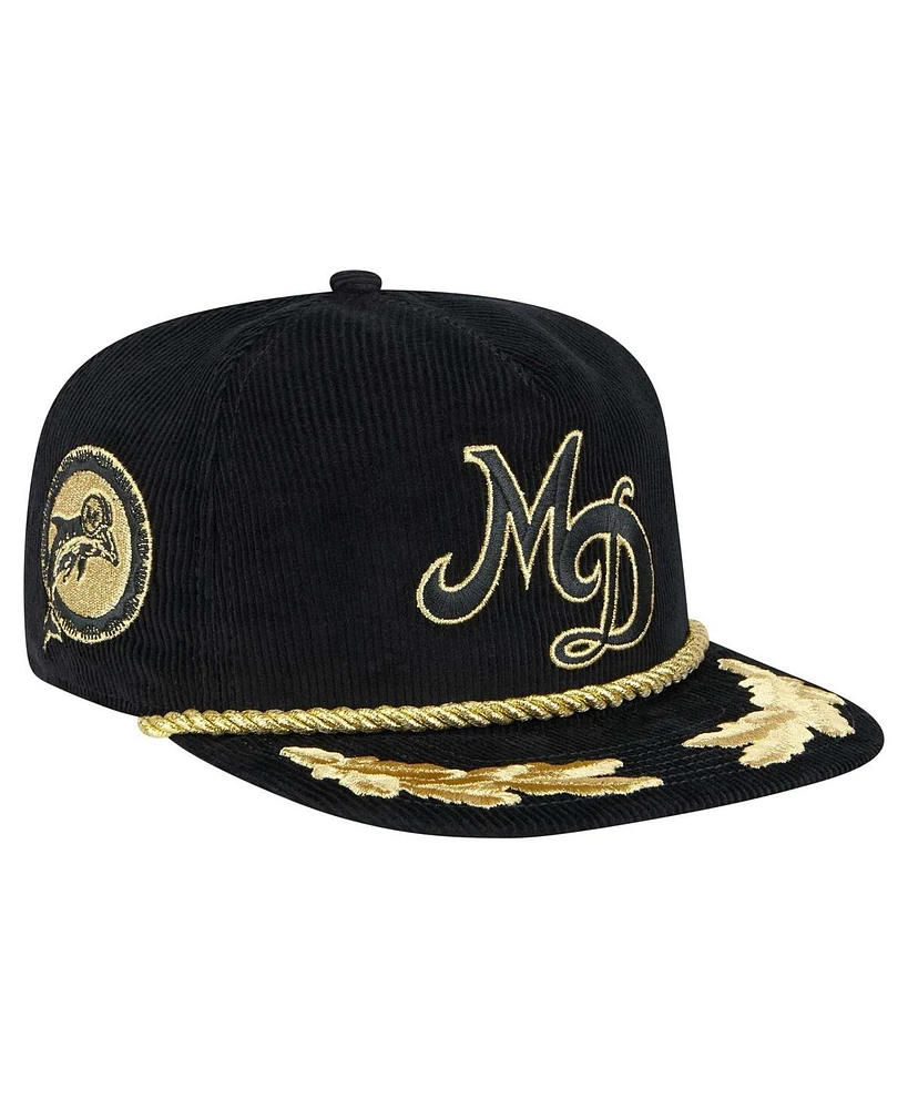 New Era Men's Black Miami Dolphins City Originals Corduroy Skipper Golfer Snapback Hat