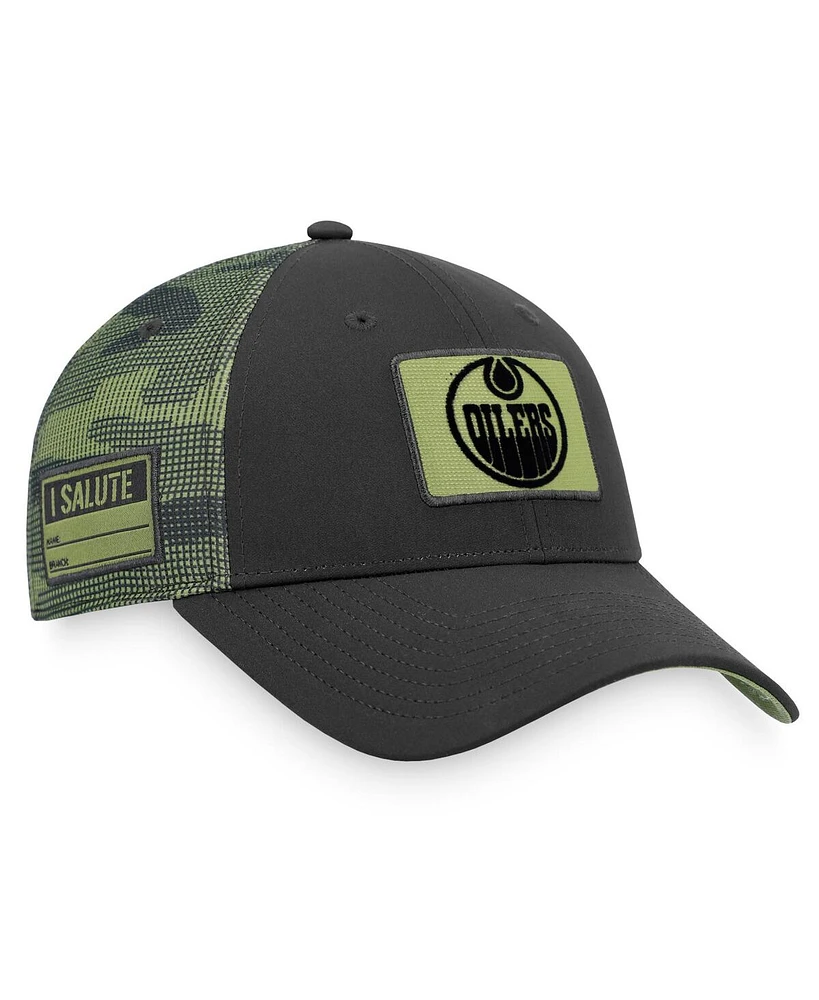 Fanatics Men's Black/Camo Edmonton Oilers Military Appreciation Adjustable Hat