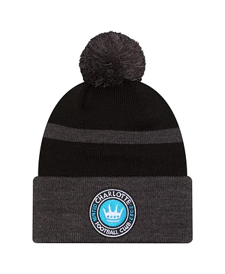 New Era Men's Black Charlotte Fc 2025 Kickoff Cuffed with pom Knit hat