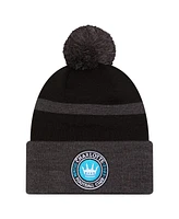 New Era Men's Black Charlotte Fc 2025 Kickoff Cuffed with pom Knit hat