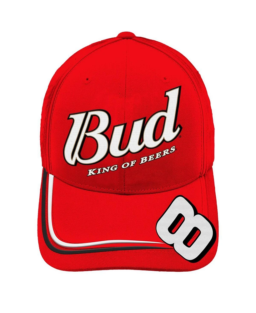 Jr Motorsports Official Team Apparel Men's Red Dale Earnhardt Jr. Budweiser Sponsor Adjustable Hat