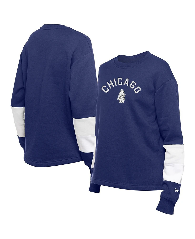 New Era Women's Navy Chicago Cubs Game Day Color Pullover Sweatshirt