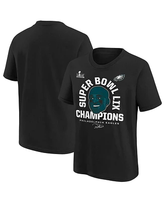 Outerstuff Big Boys and Girls Jalen Hurts Black Philadelphia Eagles Super Bowl Lix Champions Face T-Shirt