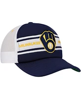 Mitchell & Ness Men's Navy Milwaukee Brewers Sideline Trucker Adjustable Hat