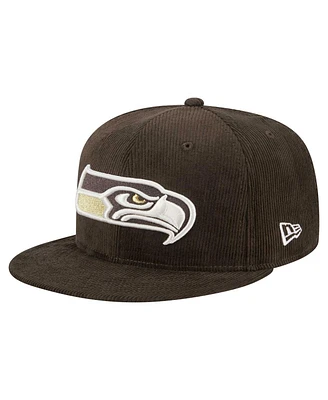 New Era Men's Brown Seattle Seahawks Choco Cord 59FIFTY Fitted Hat