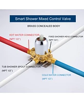 Bathtub Faucet Set, Shower System with Tub Spout 4.84 Inch 3-Spray Bathroom Head, Single-Handle Valve and Trim Kit, Chrome